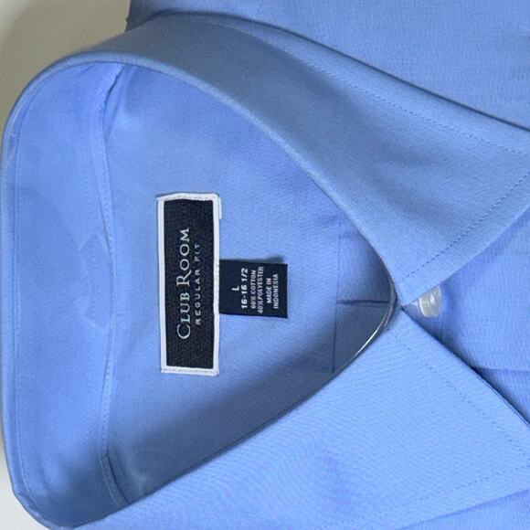 Club Room Men's Regular Fit Solid Dress Shirt, Yacht Blue L 16-16.5 $50 - Picture 5 of 5
